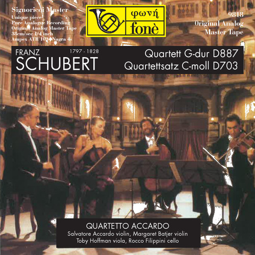 Classical MASTER TAPE - Franz Schubert Quartett G-dur D887 - Quartettsatz C-moll D703. Fonè Records, original cat.# Fonè 9818, format 3x 1/4" RTM SM900 Tape set, Metal reel 10,5"/265mm, NAB Hub, 38 cm/s (15 ips), IEC eq. More info on www.sepeaaudio.com