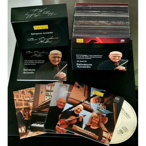 Salvatore Accardo, SALVATORE ACCARDO, "BUON COMPLEANNO MAESTRO!" Box Set (40x Hybrid SACD Box Set) Classical SACD. Fonè Records FoneSACD239. EAN 8012871023936. Release date 01.09.2021. More info on www.sepeaaudio.com