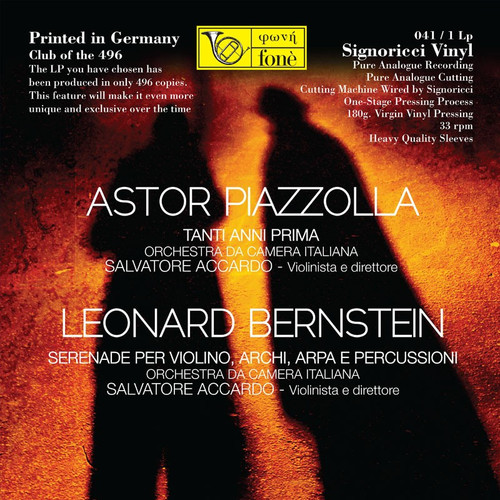 Classical Vinyl Astor Piazzolla, Leonard Bernstein Salvatore Accardo Tanti Anni Prima Serenade Fonè Records FoneLP041