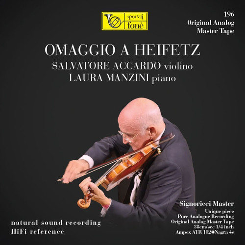 Classical MASTER TAPE - Omaggio A Heifetz - Salvatore Accardo & Laura Manzini. Fonè Records, original cat.# Fonè 196, format 2x 1/4" RTM SM900 Tape set, Metal reel 10,5"/265mm, NAB Hub, 38 cm/s (15 ips), IEC eq. More info on www.sepeaaudio.com