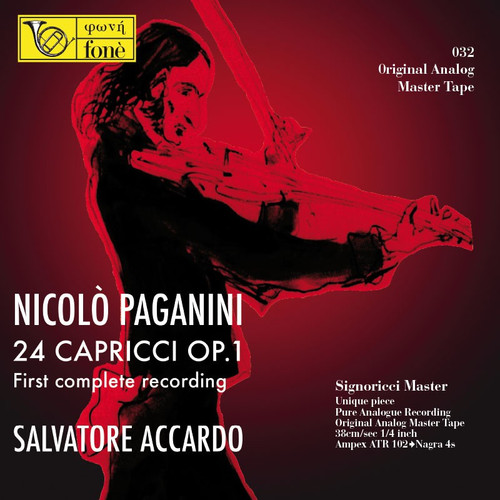 Classical MASTER TAPE - Nicolò Paganni - 24 Capricci for violin solo OP.1. Fonè Records, original cat.# Fonè 032, format 4x 1/4" RTM SM900 Tape set, Metal reel 10,5"/265mm, NAB Hub, 38 cm/s (15 ips), IEC eq. More info on www.sepeaaudio.com