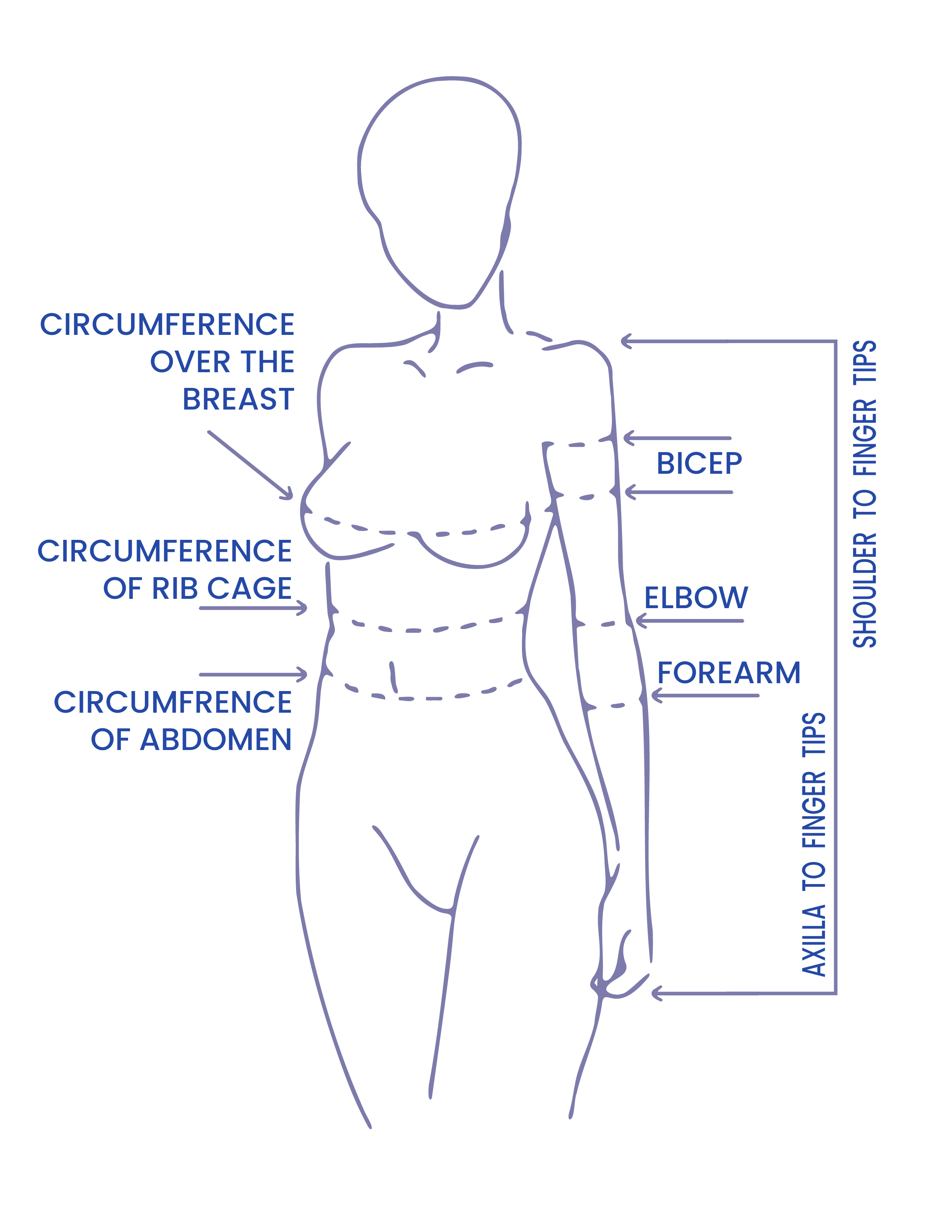 Image displaying how to measure for bio abdominal garment sizing