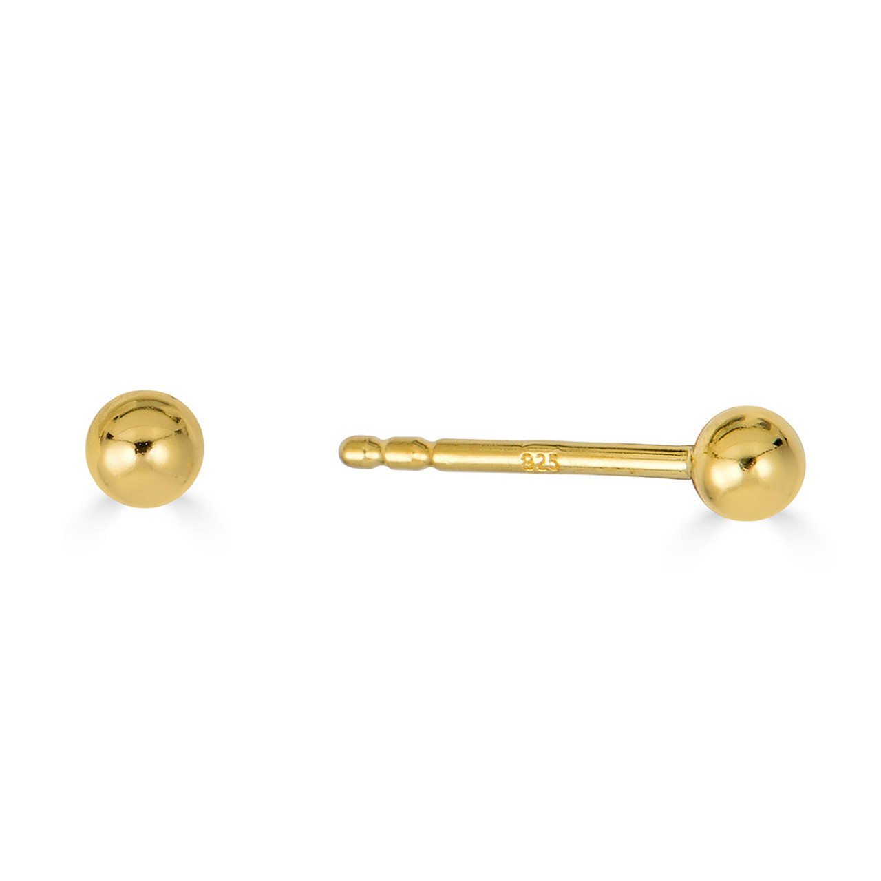 14K Yellow Gold Classic Ball Stud Earrings with Screwbacks