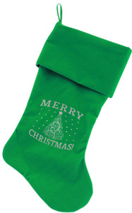 Shimmer Christmas Tree Screen Print 18 inch Velvet Christmas Stocking Green S528-64-10 GR Shimmer Christmas Tree Screen Print 18 inch Velvet Christmas Stocking Green S528-64-10 GR