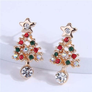 Sweet Fashion Rhinestone Embellished Shining Style Christmas Tree Women Wholesale Earrings A392-fear7950 Sweet Fashion Rhinestone Embellished Shining Style Christmas Tree Women Wholesale Earrings A392-fear7950
