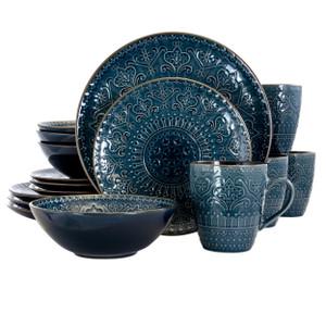 Elama  Deep Sea Mozaic 16 Piece Luxurious Stoneware Dinnerware with Complete Setting for 4 D970-EL-DEEPSEAMOZAIC Elama  Deep Sea Mozaic 16 Piece Luxurious Stoneware Dinnerware with Complete Setting for 4 D970-EL-DEEPSEAMOZAIC