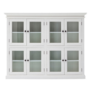 52" White Wood and Glass Two Level Storage Cabinet N270-397841 52" White Wood and Glass Two Level Storage Cabinet N270-397841