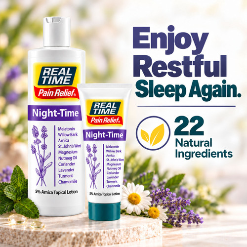 Real Time Pain Relief Night-Time Cream | Sleep Aid with 22 Natural Ingredients | Relieves Joint and Muscle Discomfort for More Restful Sleep | Includes Melatonin, Lavender, Magnesium