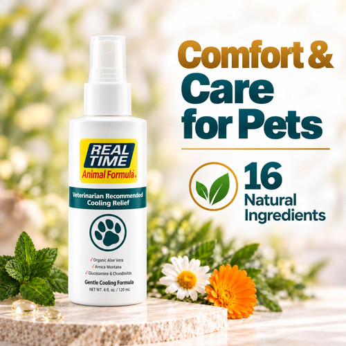 Real Time Pain Relief Pet Formula | Gentle Cooling Itch & Discomfort Relief | Vet Recommended Relief for Pets | Infused with 16 Natural Ingredients | Easy Spray Application
