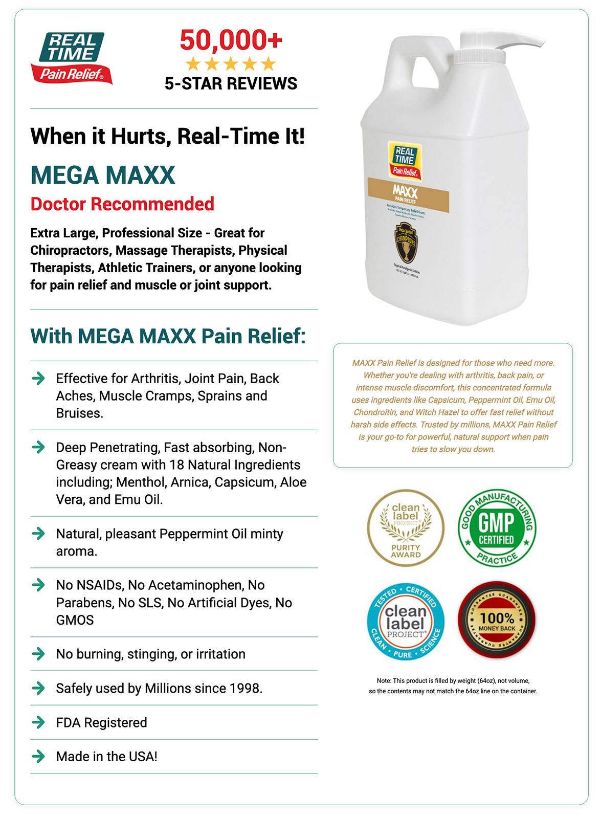 When it Hurts, Real-Time It! MEGA MAXX Doctor Recommended Extra Large, Professional Size - Great for Chiropractors, Massage Therapists, Physical Therapists, Athletic Trainers, or anyone looking for pain relief and muscle or joint support.