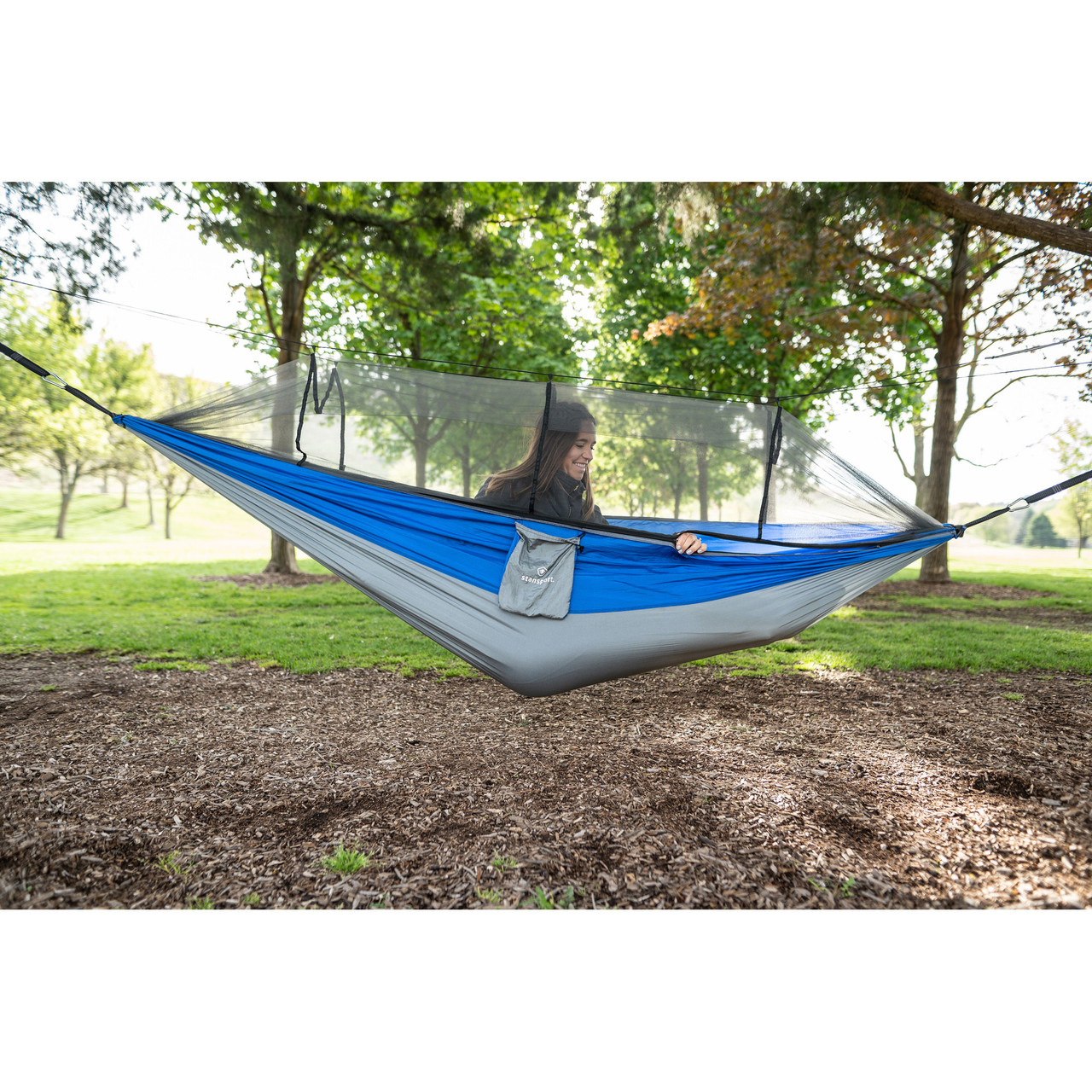 Packable Nylon Hammock with Mosquito Netting - Stansport