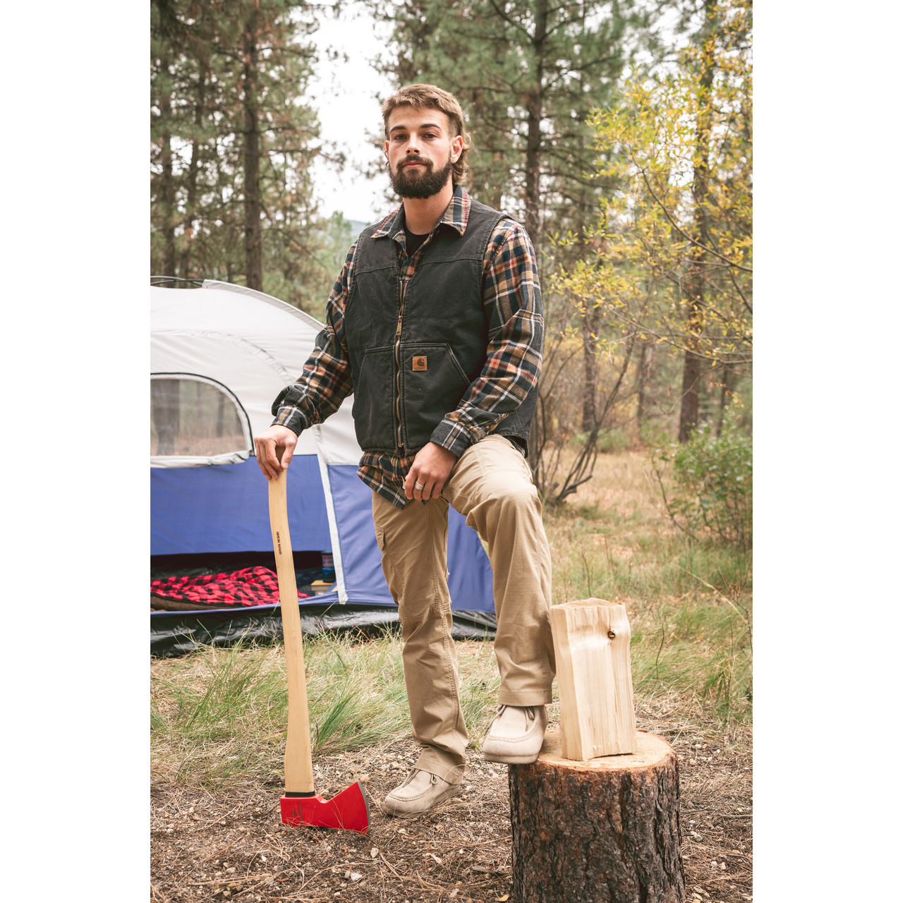 Camp Axe with Carbon Steel Head - Long Handle - Stansport