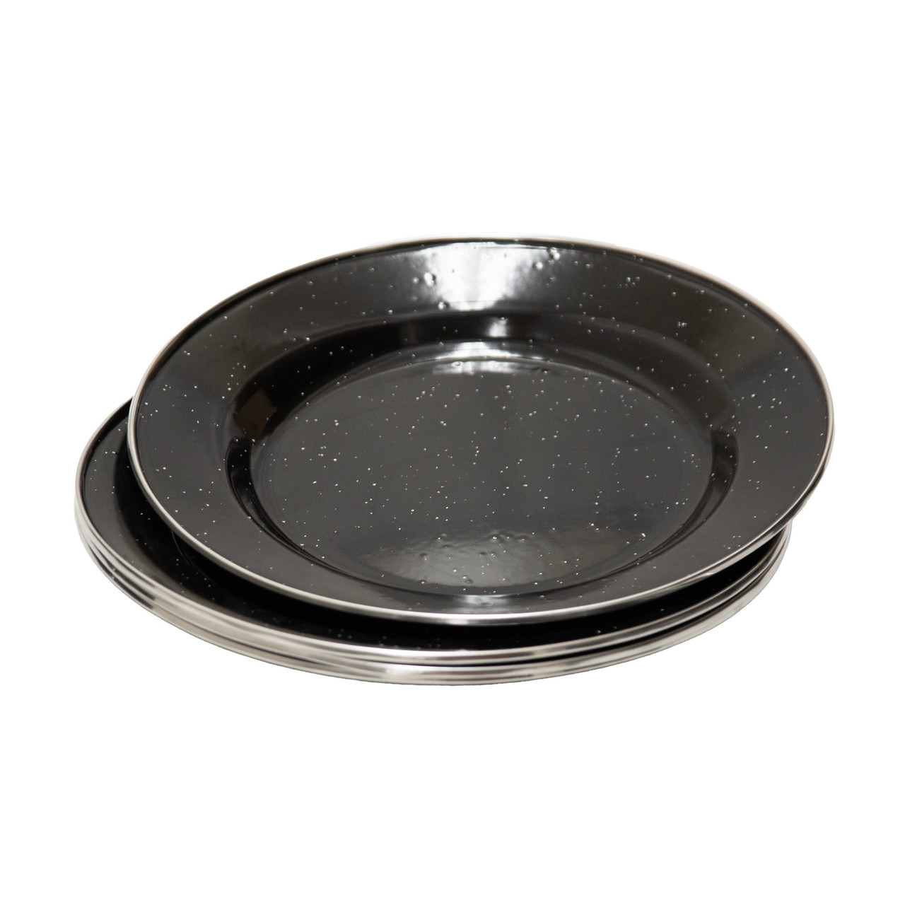 Deluxe 24-Piece Enamel Tableware Set - Black - Stansport