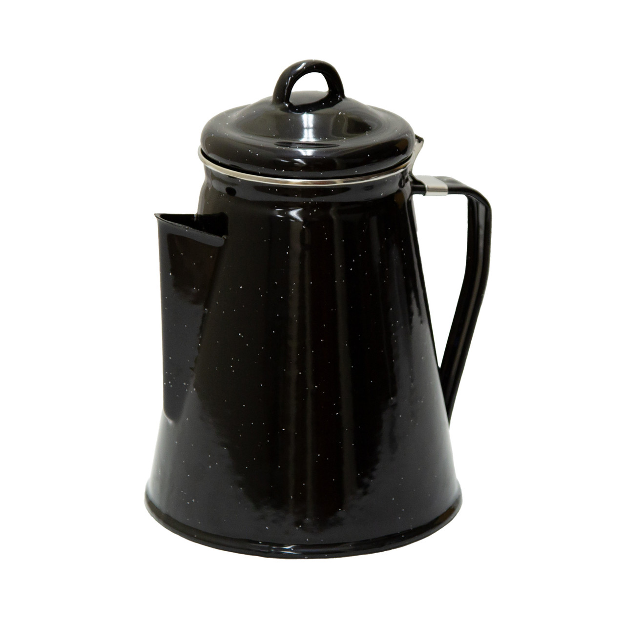 Enamel Percolator Coffee Pot & 4 Mug Set - Black - Stansport