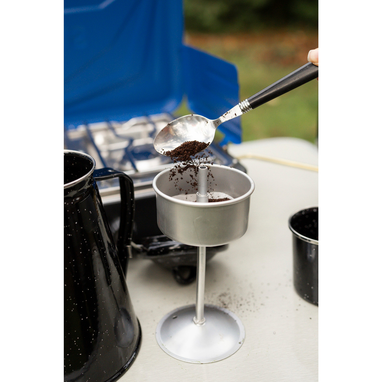 Enamel Percolator Coffee Pot 8 Cup - Black - Stansport