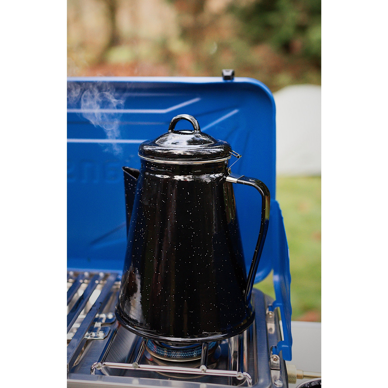 Enamel Percolator Coffee Pot 8 Cup - Black - Stansport
