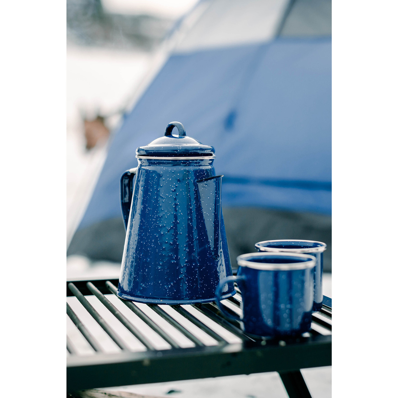 Enamel Percolator Coffee Pot 8 Cup - Blue - Stansport