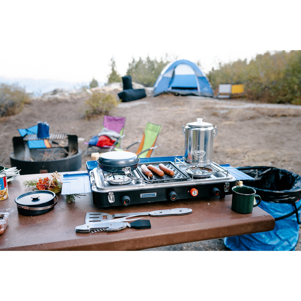 2-Burner Propane Stove with Grill - Stansport