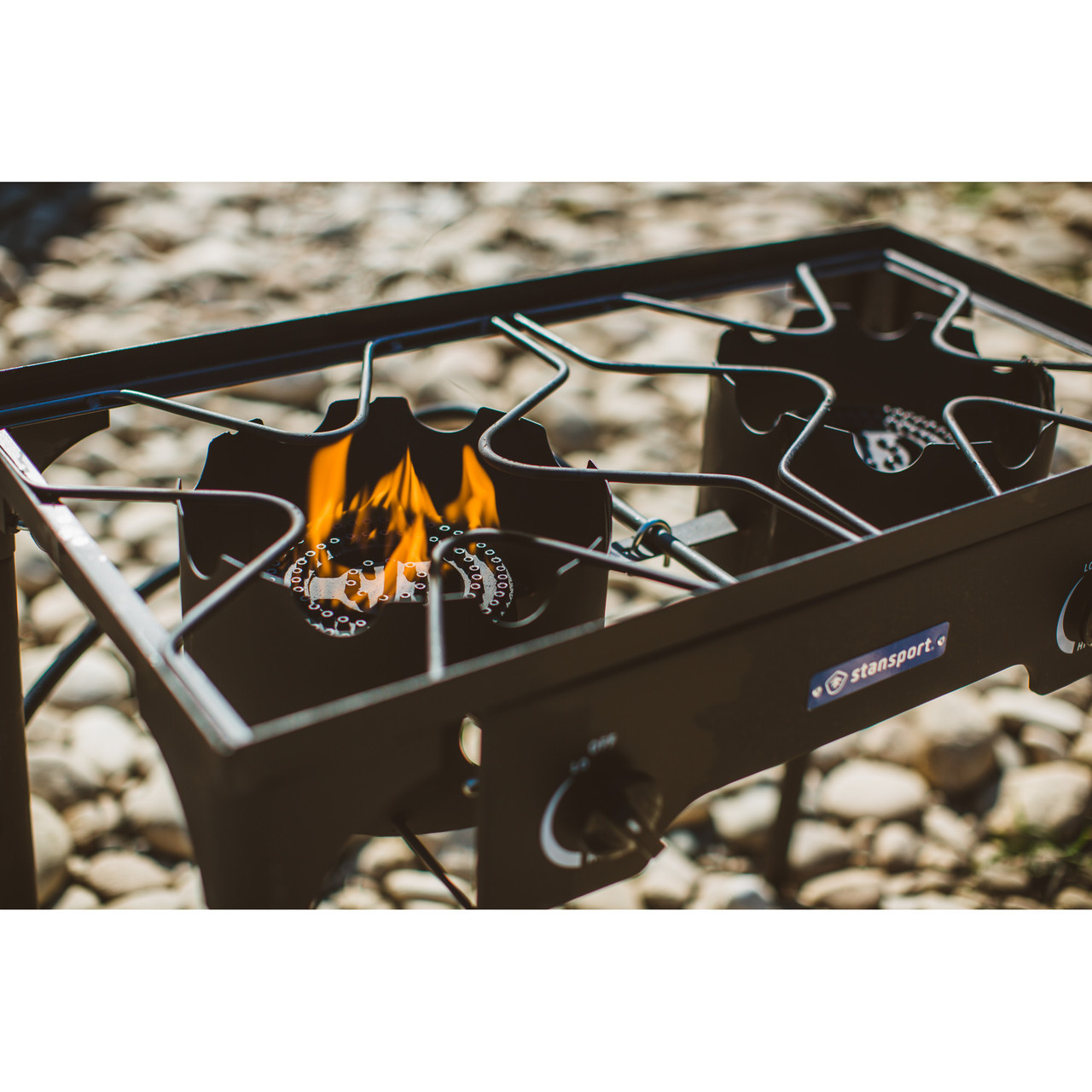 2-Burner Base Camp Stove with Cast Iron Burners and Stand