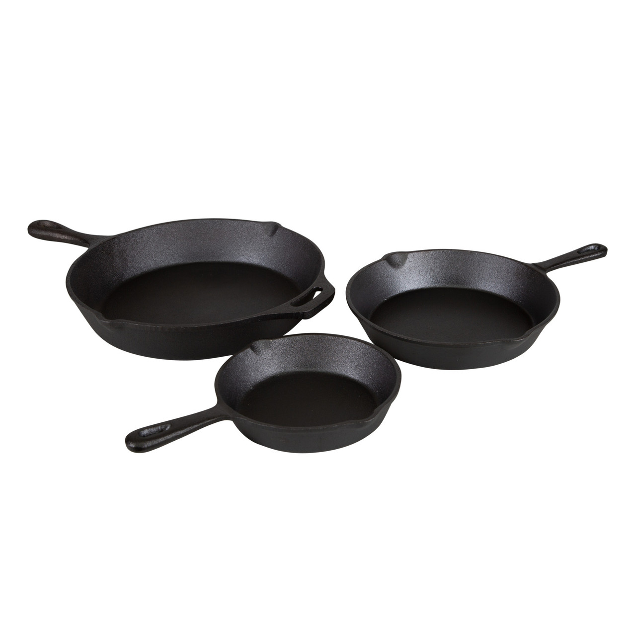 Pre-Seasoned Cast Iron Frying Pans - 3 Piece Set - Stansport