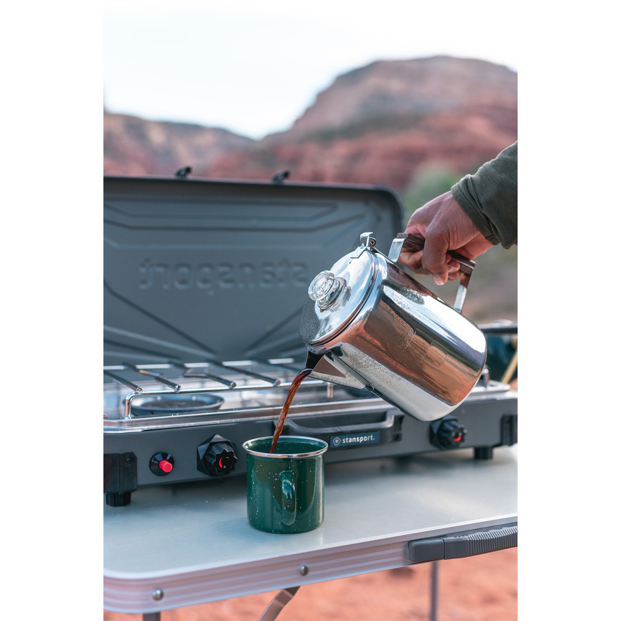 Stansport Enamel Percolator Coffee Pot – 8 Cup 