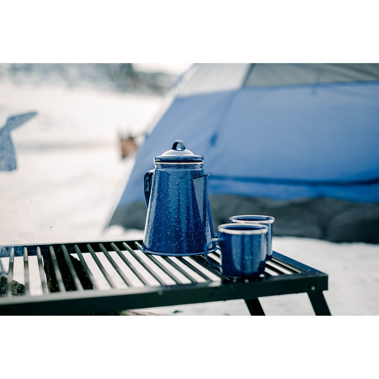 Small Enamel Coffee Pot / Camping Coffee Pot / Tier Tray Enamel