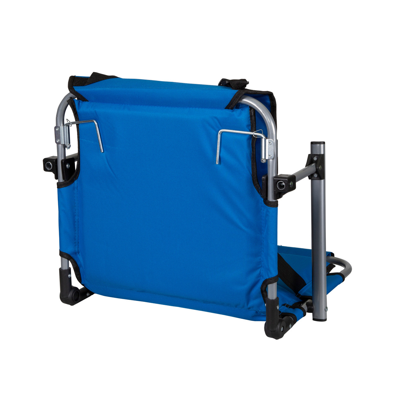 Tubular Frame Folding Stadium Seat with Arms - Blue/Tan - Stansport