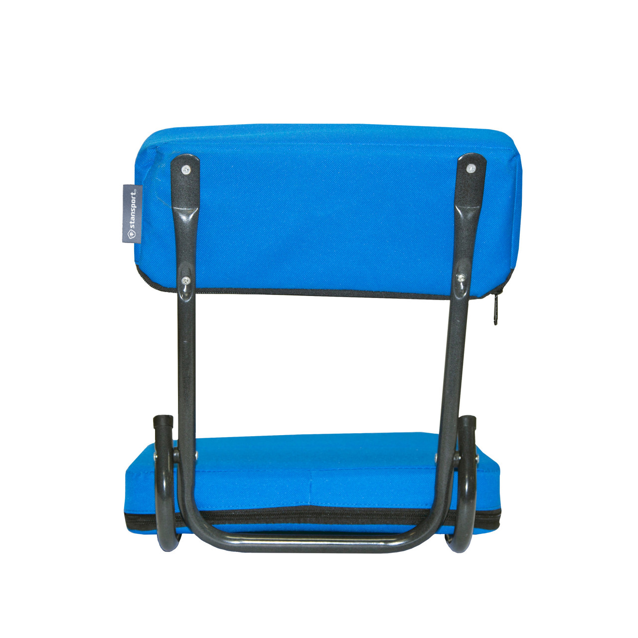 Tubular Frame Folding Stadium Seat with Arms - Blue/Tan - Stansport