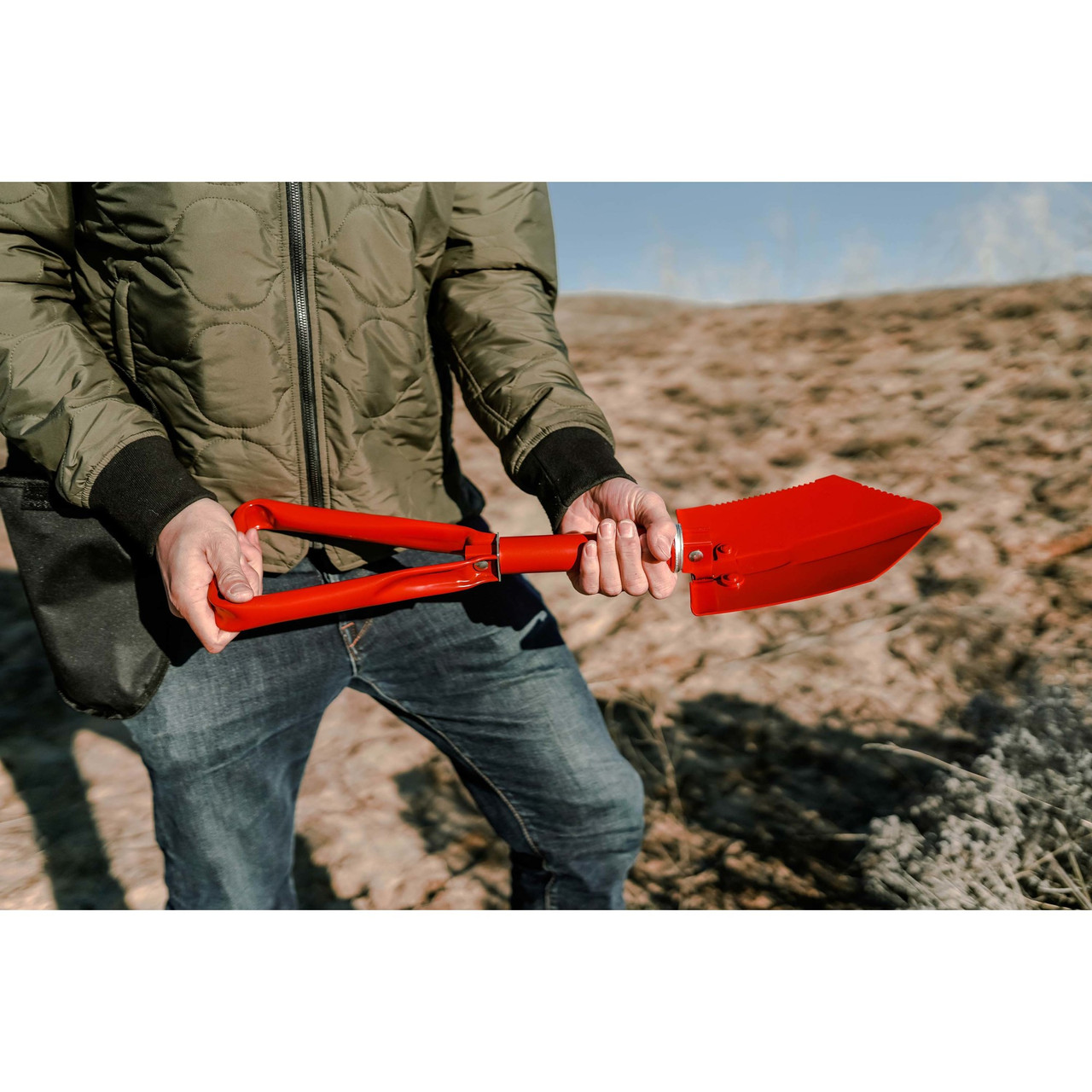 G.I. Style Double Folding Shovel - Red - Stansport