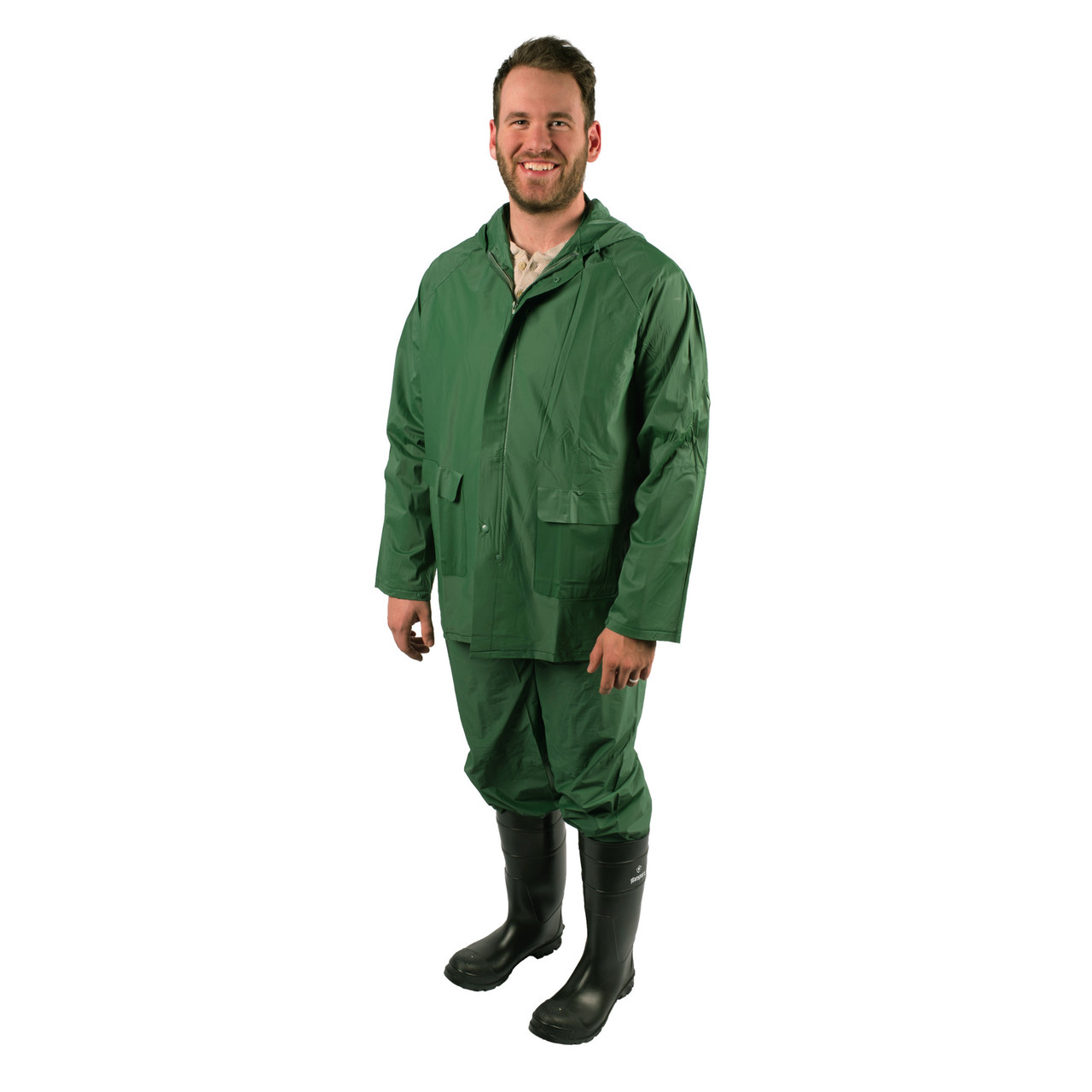 2-Piece Laminated Industrial Rainsuit - Green - Stansport