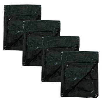 Medium-Duty Rip-Stop Tarp 6' x 8' - Dark Green - 4 Pack