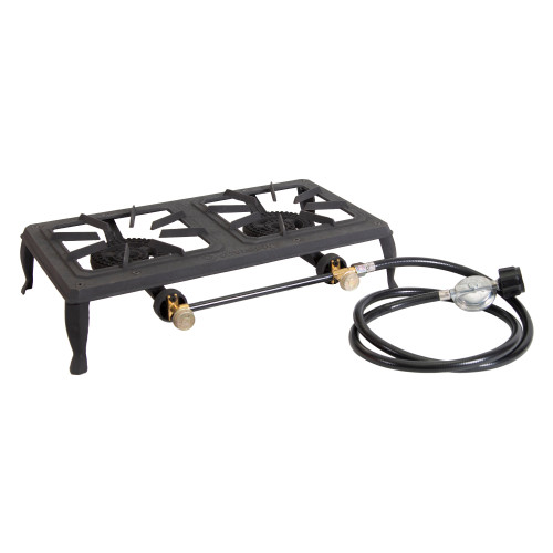 Double Burner Cast Iron Stove with Regulator Hose