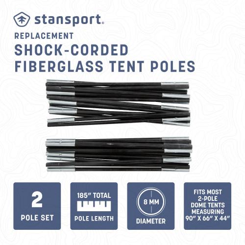 StanSport Pali Telescopici In Fibra Di Vetro Per Tenda | Set Ricambio Con Cavo Elastico | Compatibile 722-200 E 723-200 | 12 Sezioni Da 30,5 Cm