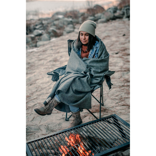 Wool Blend Camp Blankets Gray Stansport