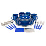 Deluxe 24-Piece Enamel Tableware Set - Blue