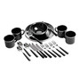 Deluxe 24-Piece Enamel Tableware Set - Black