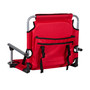 Tubular Frame Folding Stadium Seat with Arms - Red/Tan