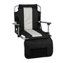 Tubular Frame Folding Stadium Seat with Arms - Black/Tan