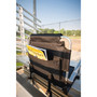Tubular Frame Folding Stadium Seat with Arms - Black/Tan