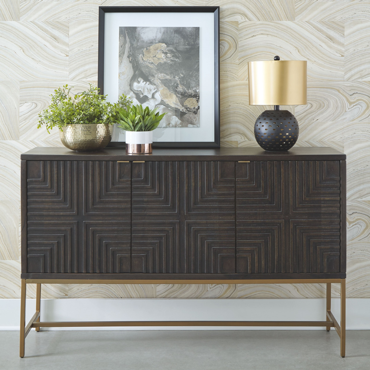 Brown shop accent cabinet