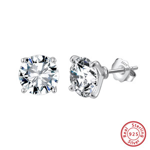 Moissanite Stud Earrings – D Color VVS | Solid 925 Sterling Silver | 18K White or Yellow Gold | 4 Prong Martini Setting | 5-10mm