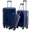 Navy Spyder Carve 3 Piece Set Expandable Hardside Upright Suitcase,  with 360°  Shark  Wheels, TSA Approved Lock,