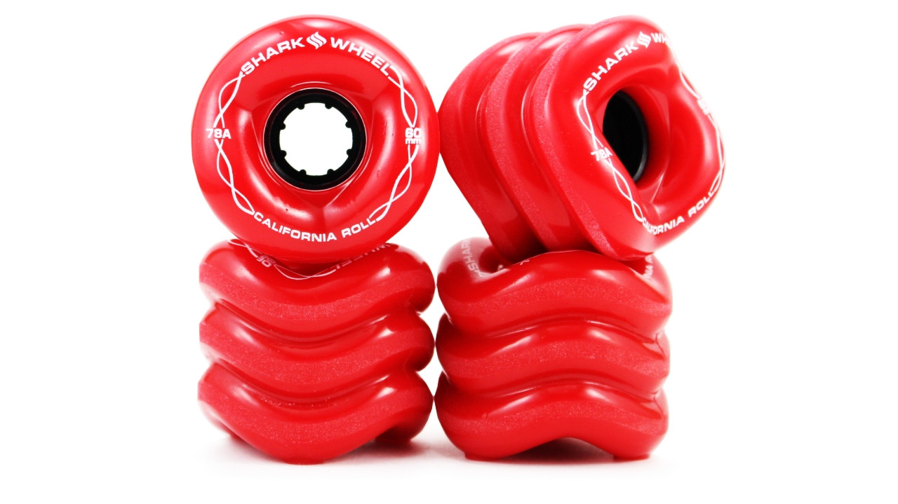 Roues Shark Wheel Pour Skateboard - 60mm 78A California Roll, Couleur Noire, Design Breveté En Vague, Pour Cruising Urbain - 12