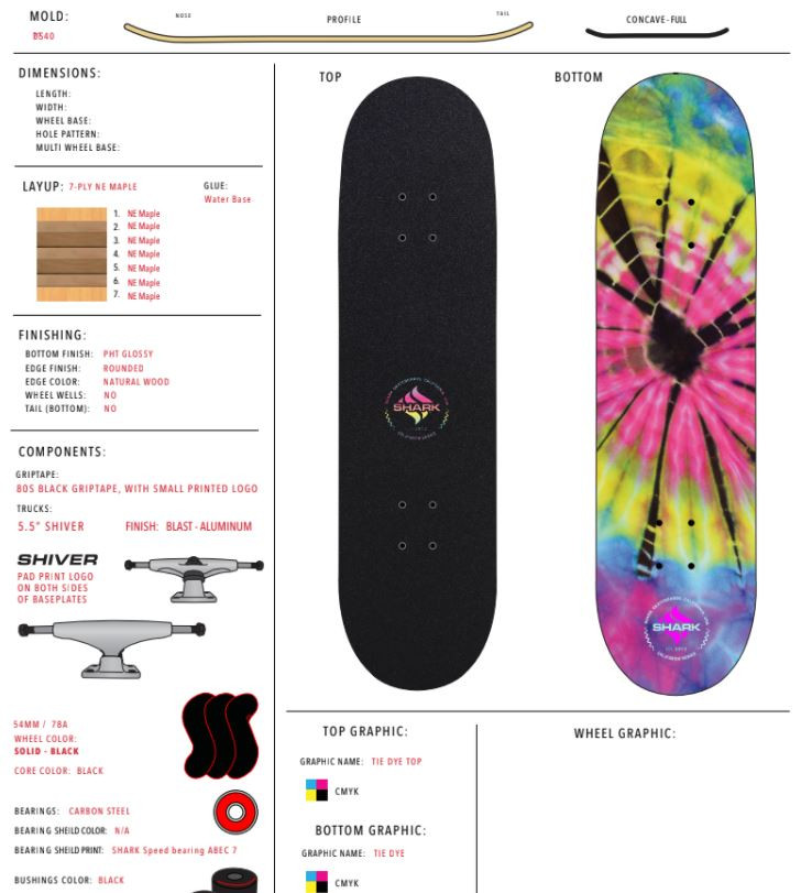 Tie Dye Street Skateboard Complete - Shark Wheel