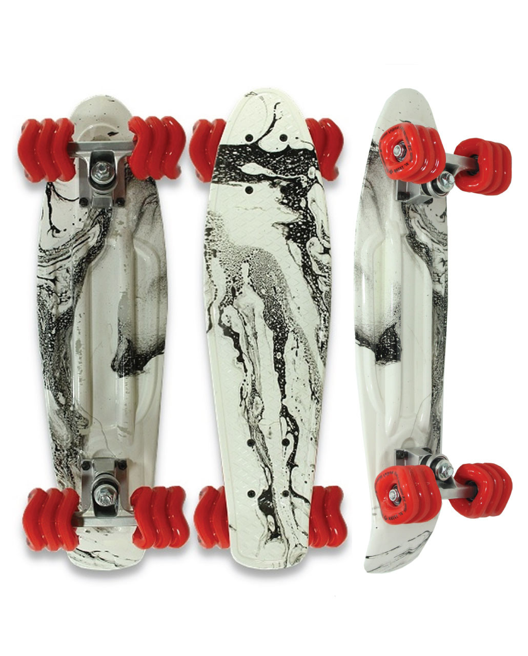 Shark Wheel 22.5” Plastic Cruiser Skateboard, Complete with Red