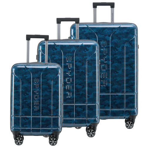 Blue Spyder Matrix 3 Piece Set Expandable Hardside Upright Suitcase with 360°  Shark  Wheels, TSA Approved Lock,