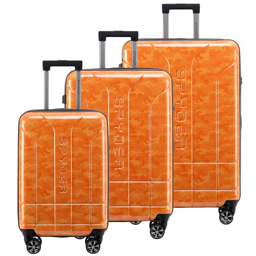 Orange Spyder Matrix 3 Piece Set Expandable Hardside Upright Suitcase with 360°  Shark  Wheels, TSA Approved Lock,