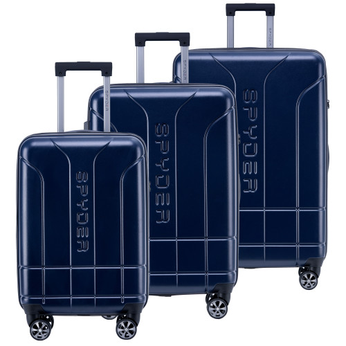 Navy Spyder Carve 3 Piece Set Expandable Hardside Upright Suitcase,  with 360°  Shark  Wheels, TSA Approved Lock,