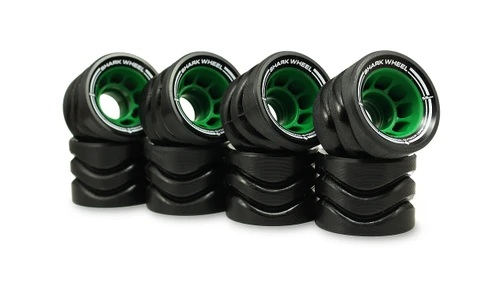 Shark Wheel 58MM, 86a Hybrid Quad Skate Wheels- Black with Green Hub