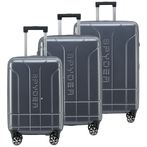 Gray, Spyder Carve 3 Piece Set Expandable Hardside Upright Suitcase with 360°  Shark Wheels, TSA Approved Lock,